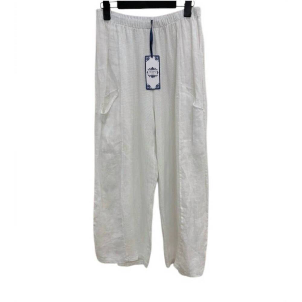NEW TEMPO PARIS women's linen bubble pants in white